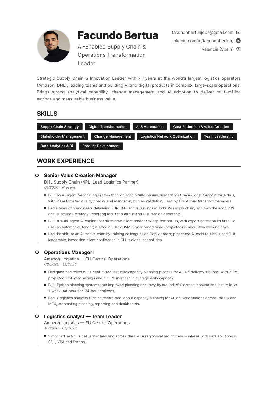 CV, page 1